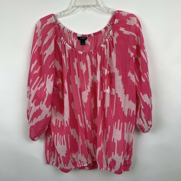 J. Crew Factory Tops - J Crew Factory Large Top Pink White Flowy Boho